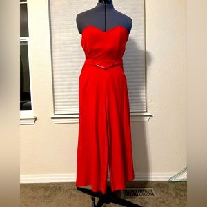Stunning red strapless cropped jumpsuit- Purple Snow M